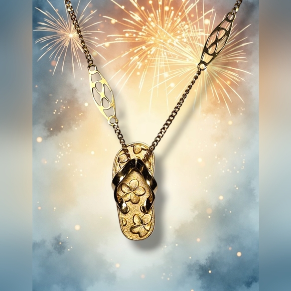 Vintage 14k solid gold slippa flip flop pendant - Picture 11 of 16